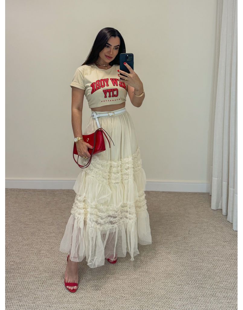 Saia Tule Veneza Creme 