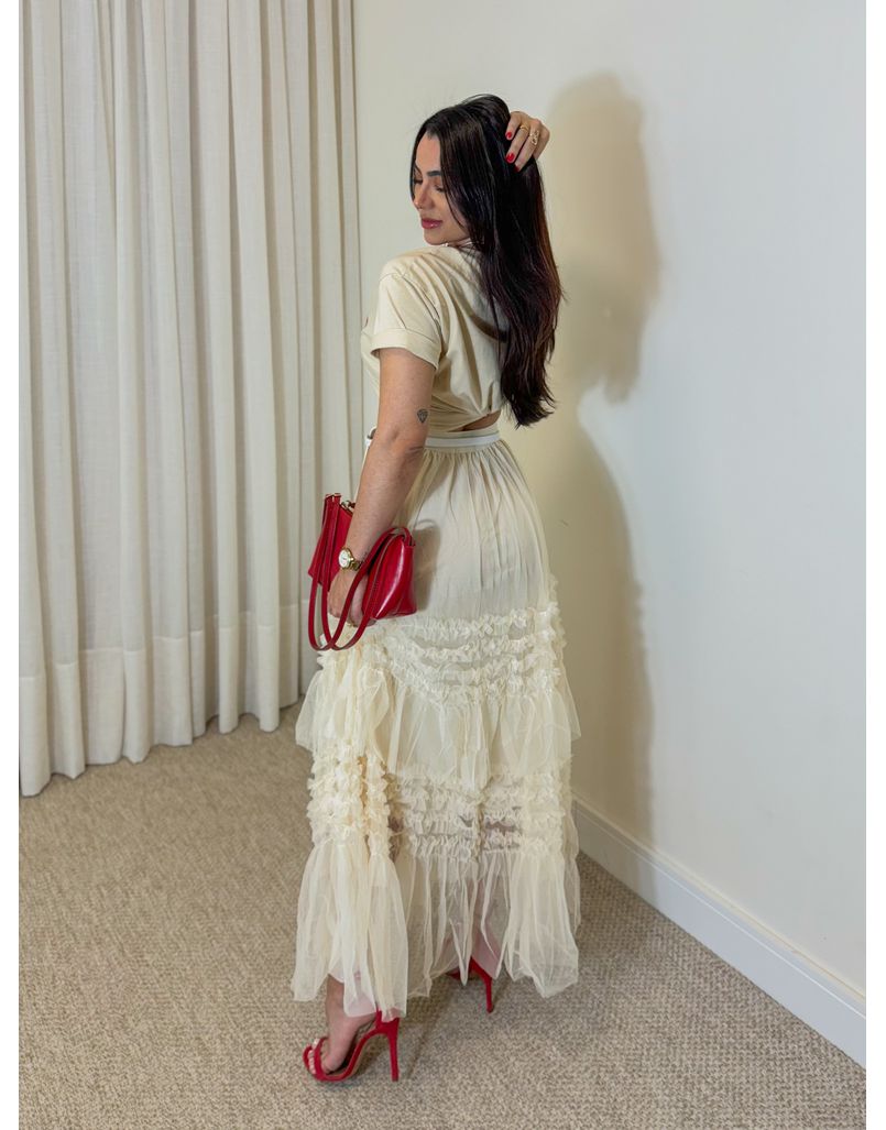 Saia Tule Veneza Creme 