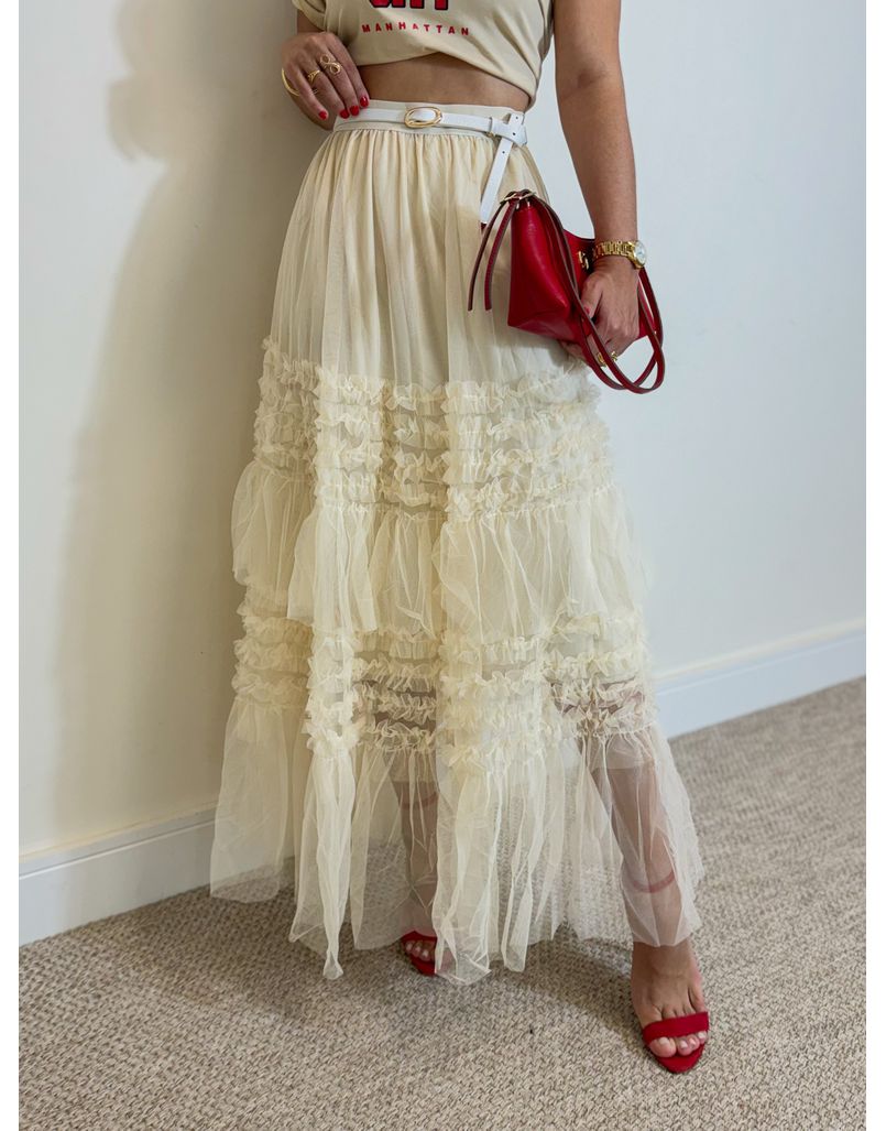 Saia Tule Veneza Creme 