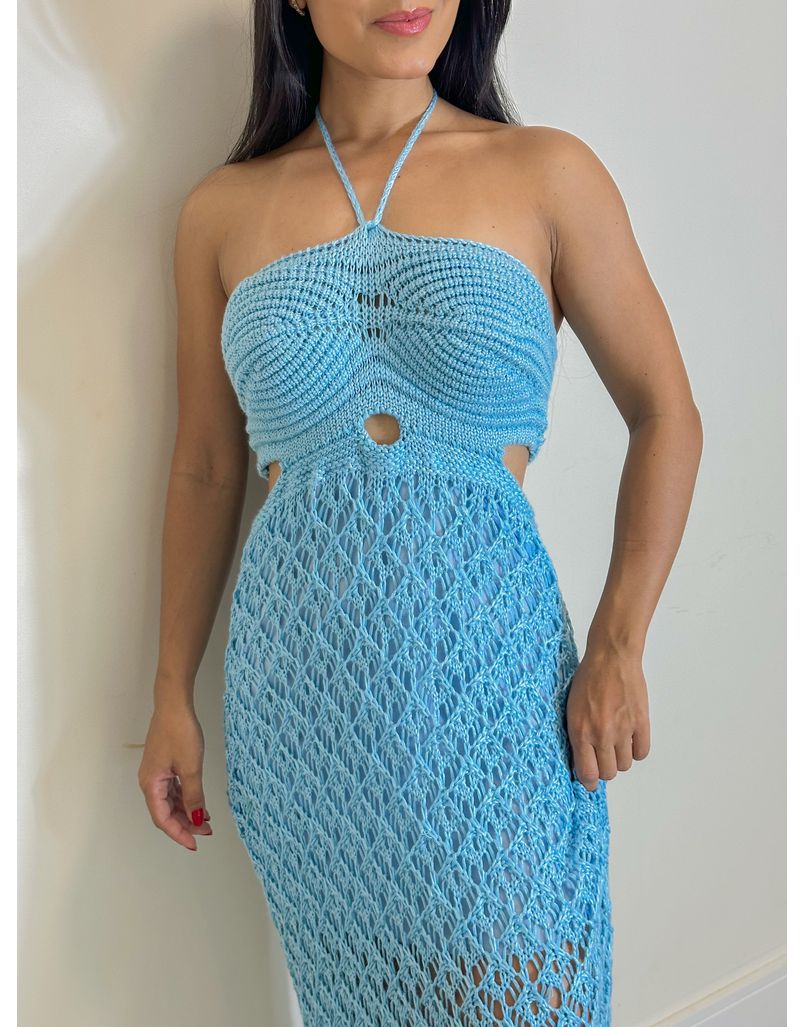 Vestido Tricot Sereia Azul