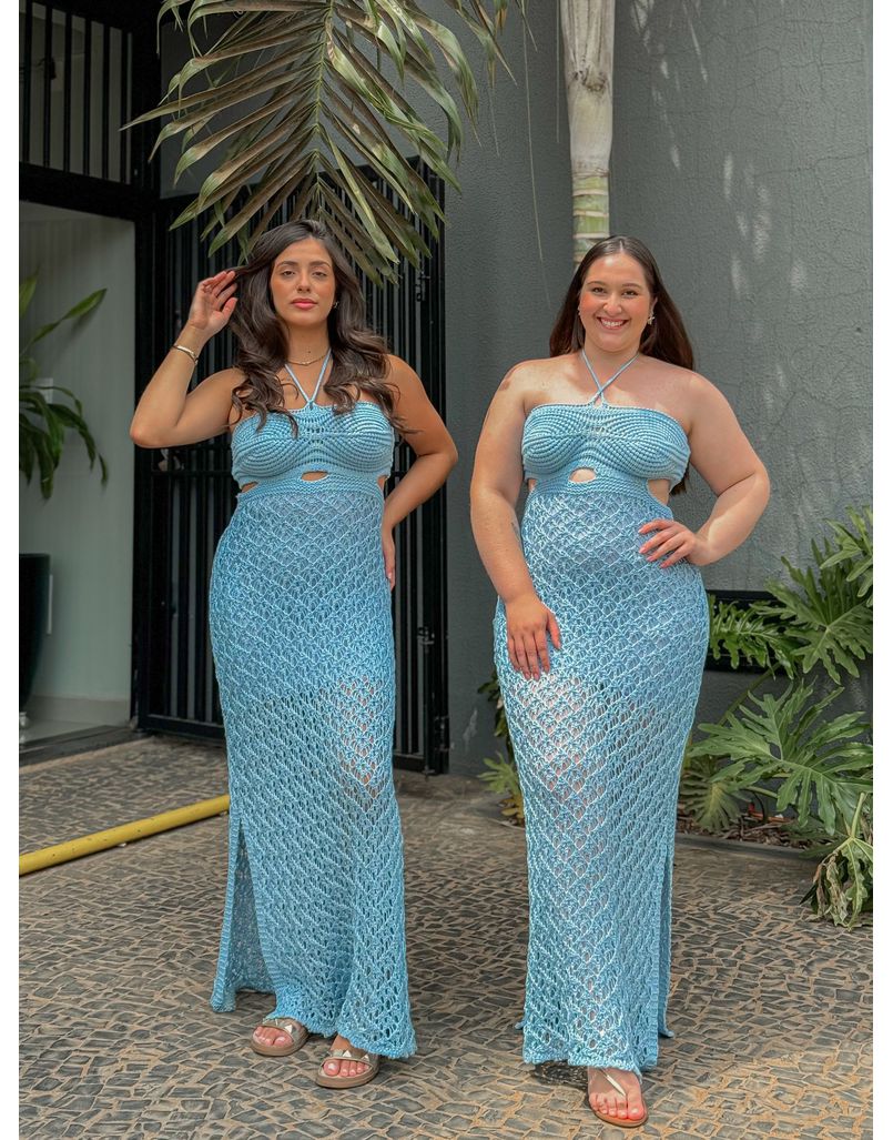 Vestido Tricot Sereia Azul