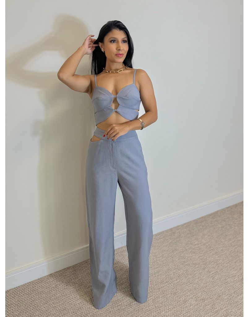 Conjunto Calça Luciana Cinza - Loja La Mina 