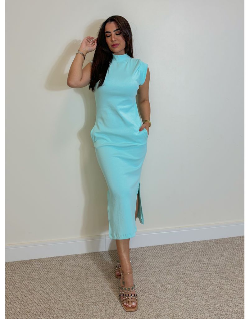 Vestido Canelado Muscle Tee Turquesa