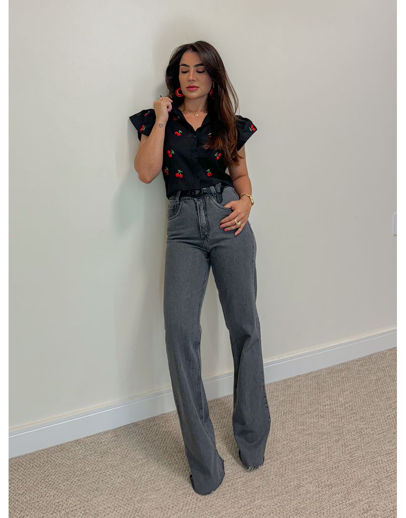 Calça Jeans Wide Leg Black - Loja La Mina 