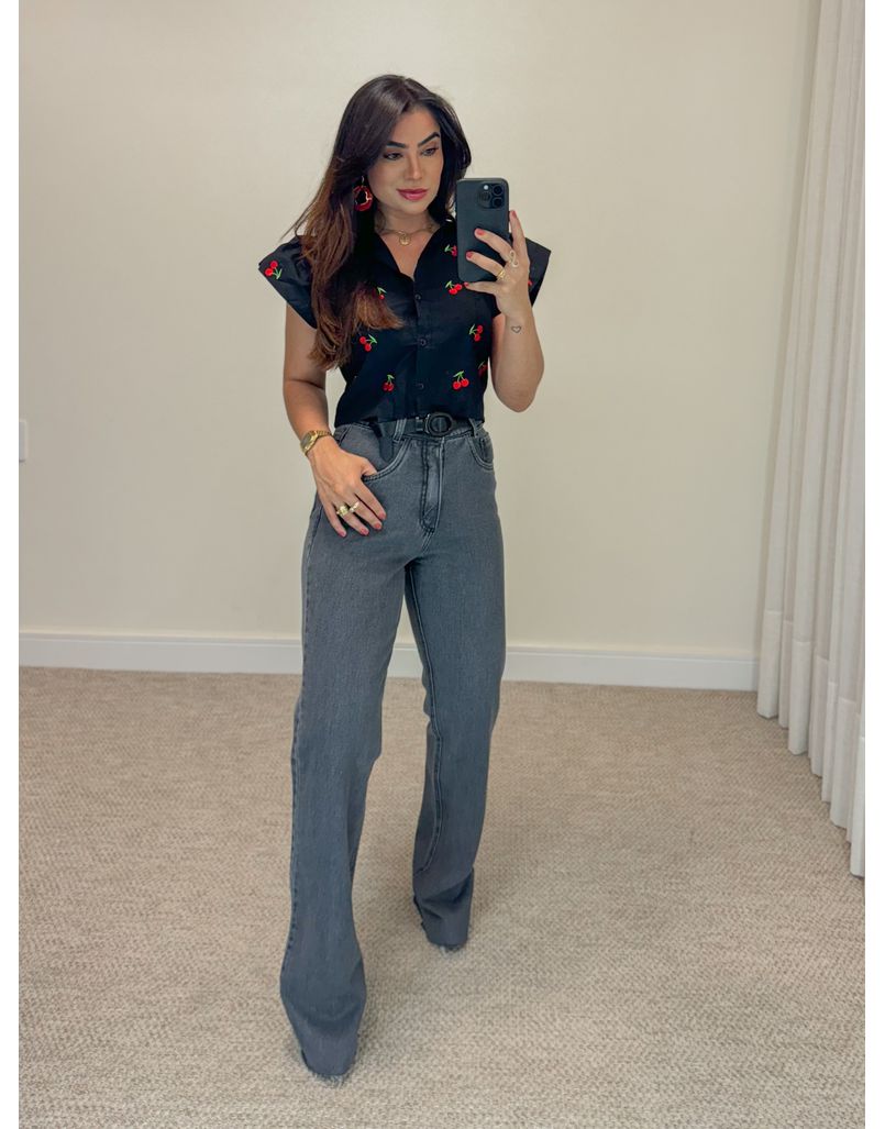 Calça Jeans Wide Leg Black
