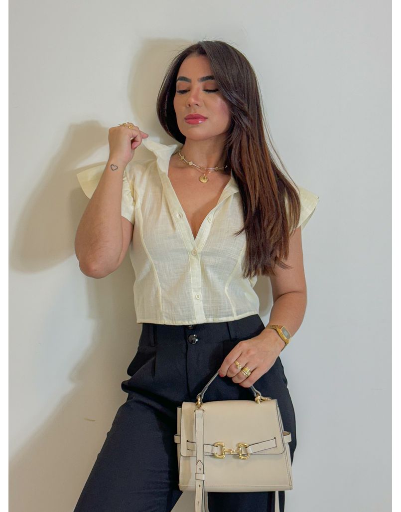Cropped Camisa Maia Manteiga - Loja La Mina 