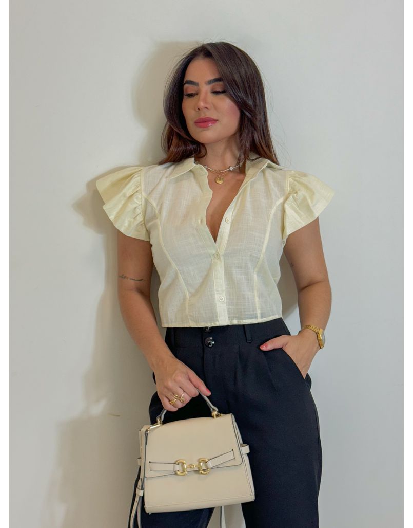 Cropped Camisa Maia Manteiga