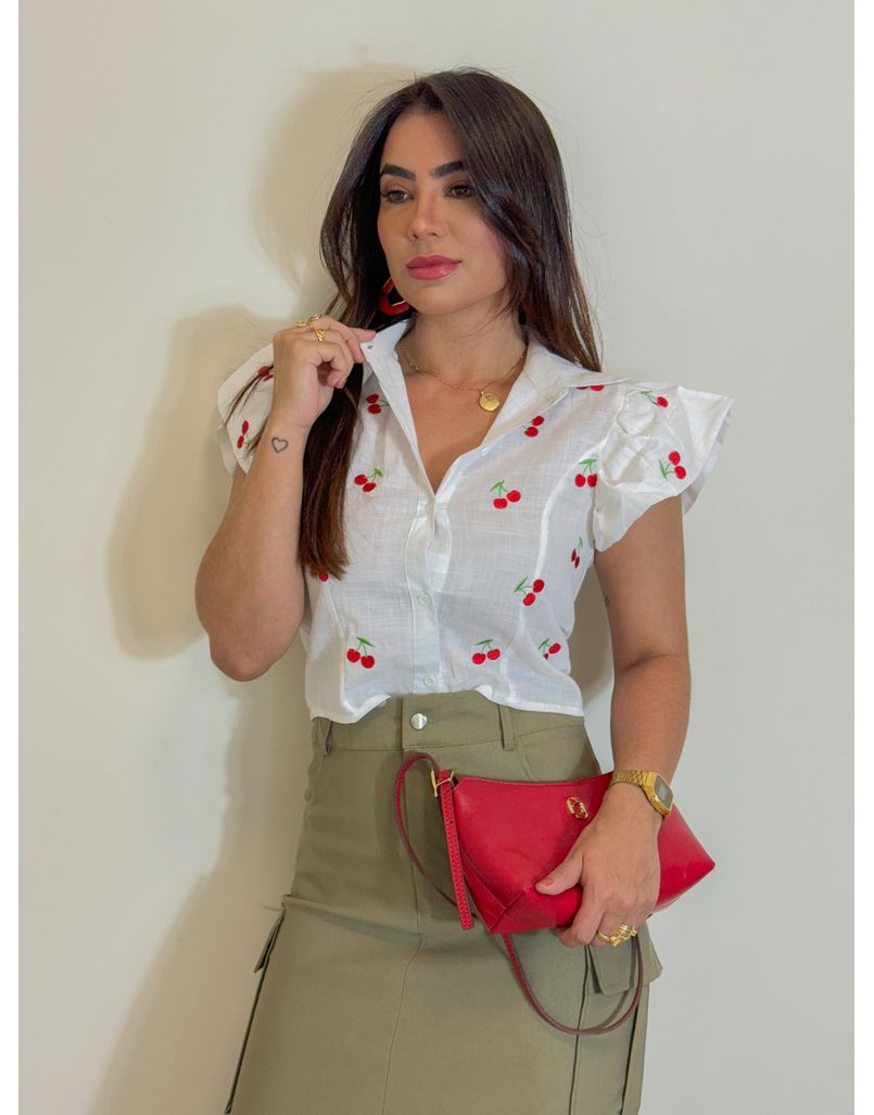 Camisa Cereja Branco - Loja La Mina 