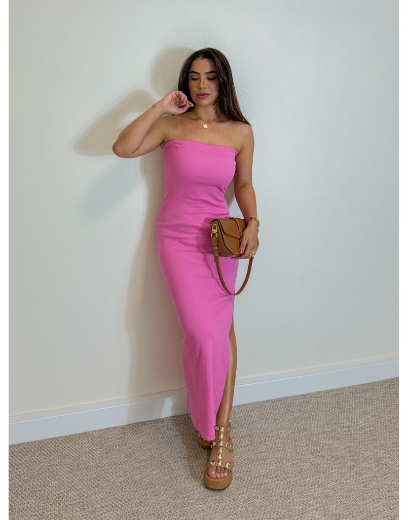 Vestido Liso Tomara Que Caia Rosa