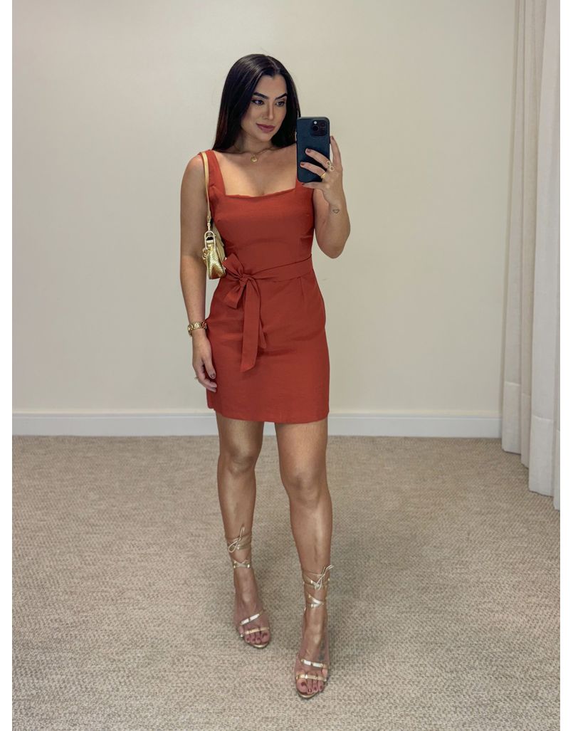 Vestido Alça Camile Terracota - Loja La Mina 