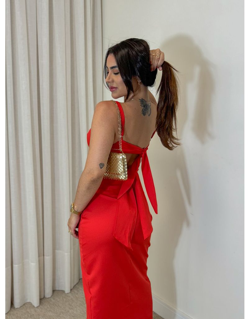 Vestido Midi Fenda Nancy Vermelho