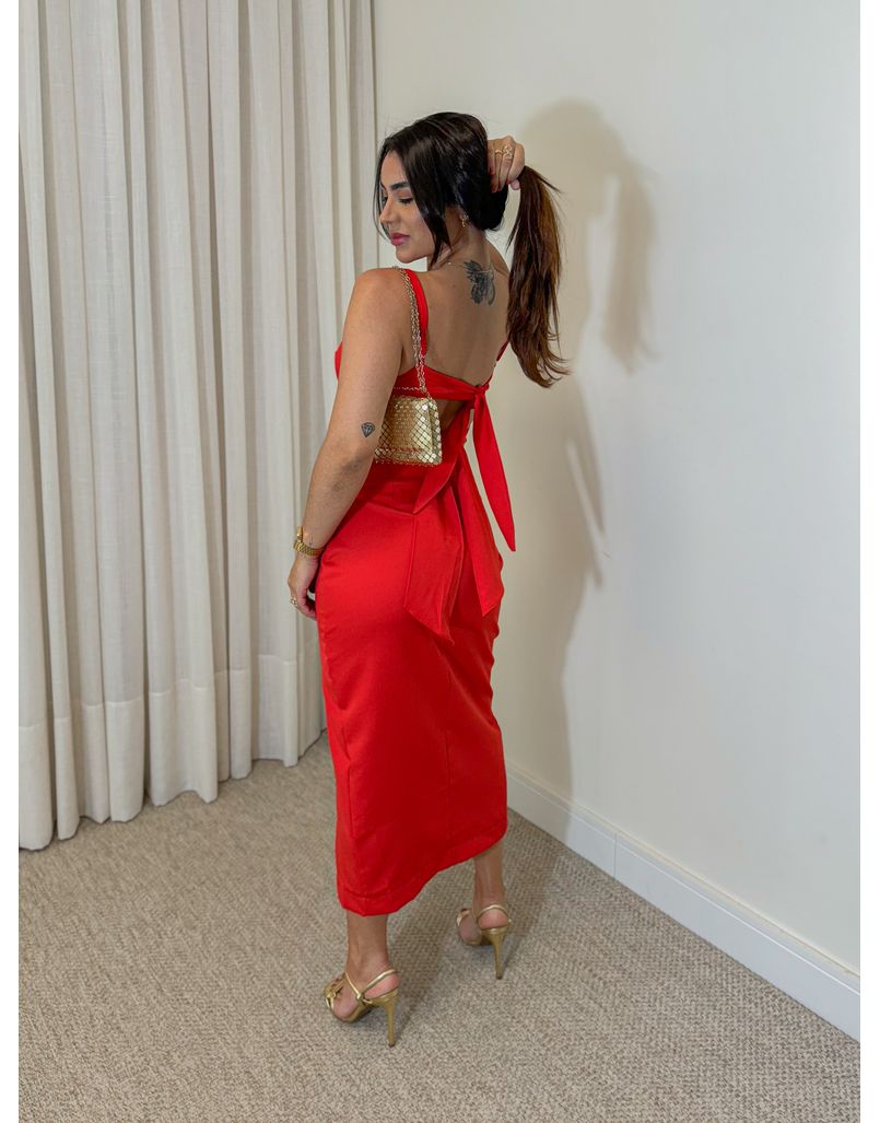 Vestido Midi Fenda Nancy Vermelho