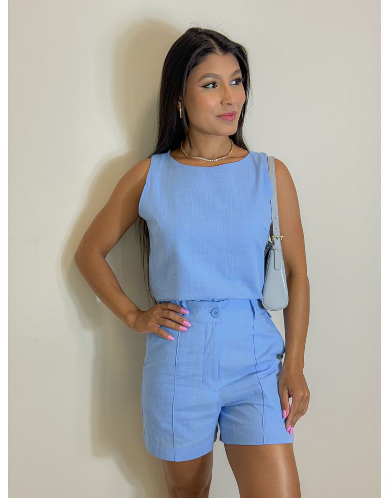 Conjunto Linho Viviane Azul - Loja La Mina 