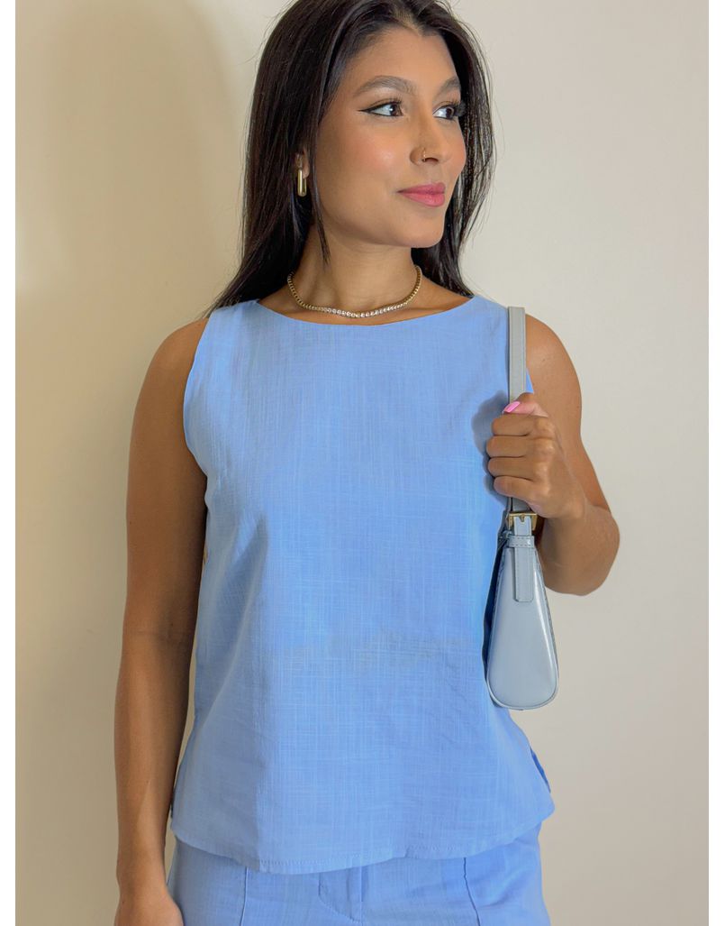 Conjunto Linho Viviane Azul 