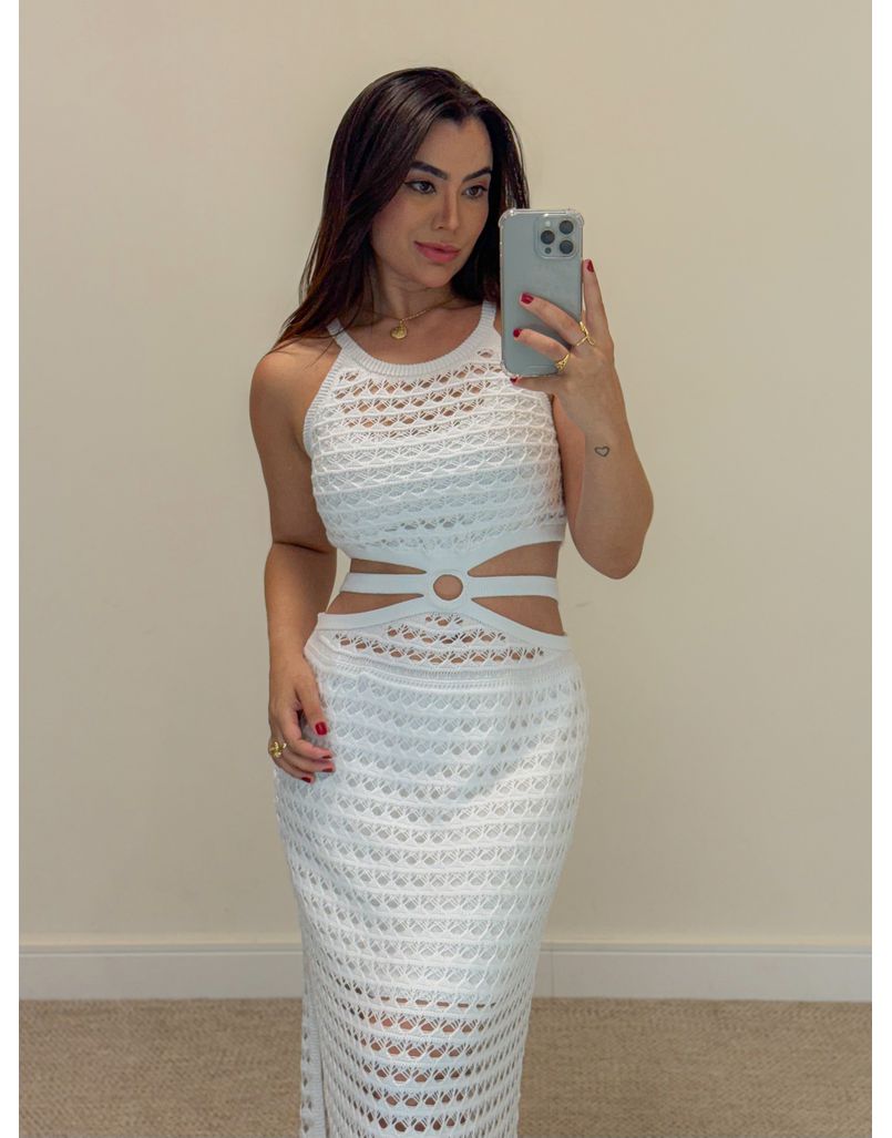 Vestido Rendado Mirela Branco 