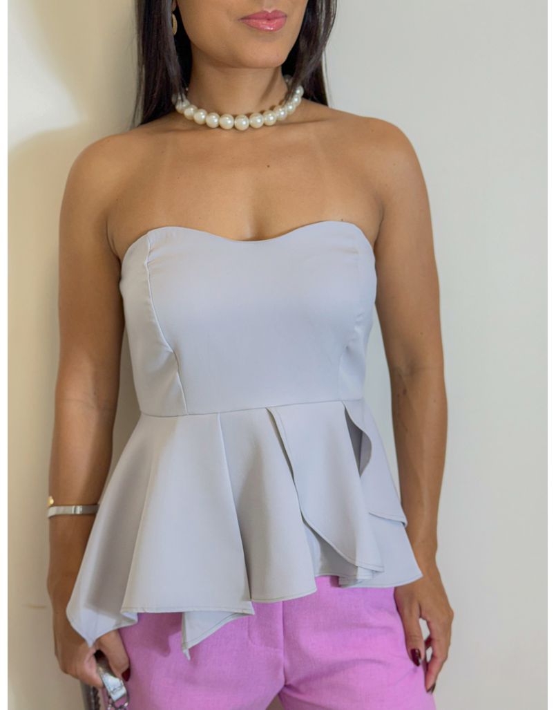 Blusa Tomara Que Caia Laysa Cinza - Loja La Mina 