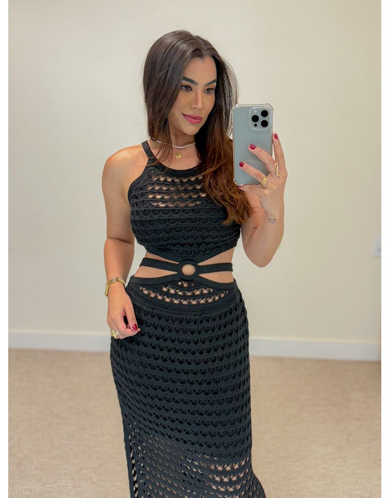Vestido Rendado Mirela Preto
