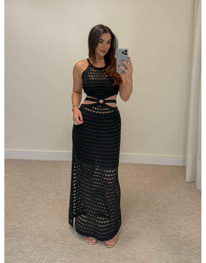Vestido Rendado Mirela Preto