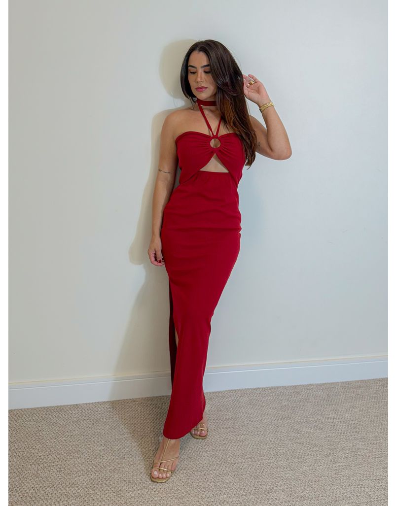 Vestido Canelado Cintia Vermelho