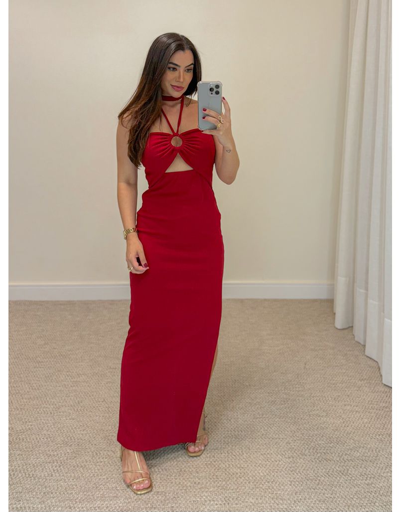 Vestido Canelado Cintia Vermelho