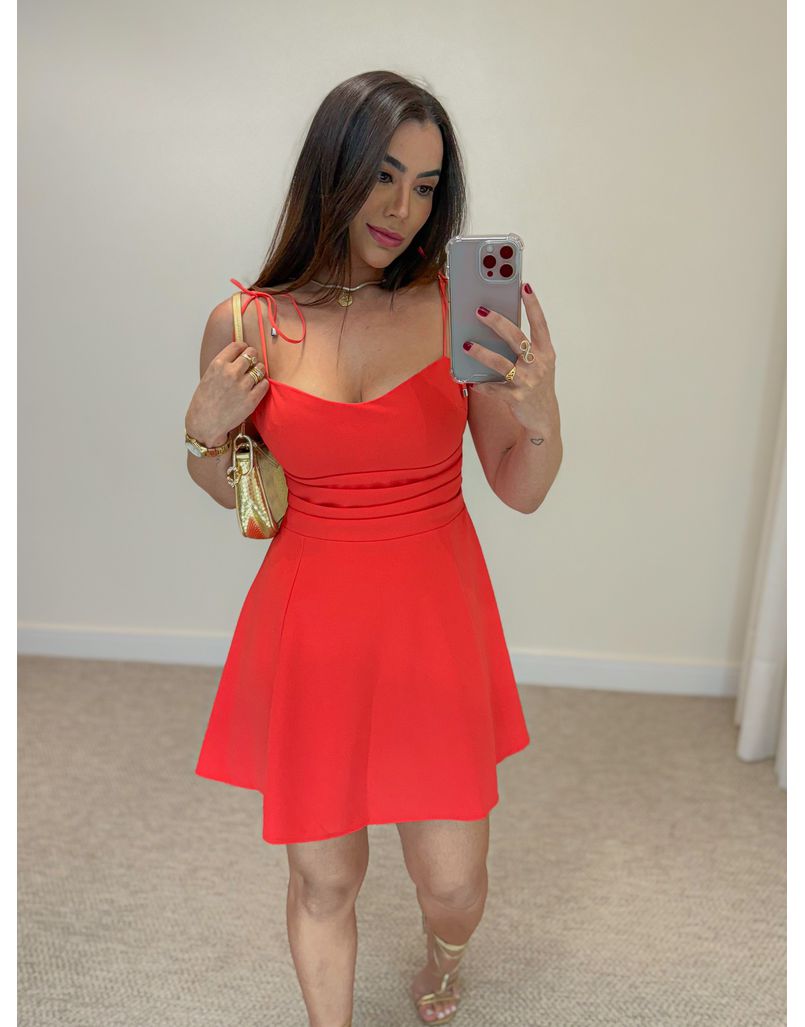 Vestido Pregas Ligia Vermelho