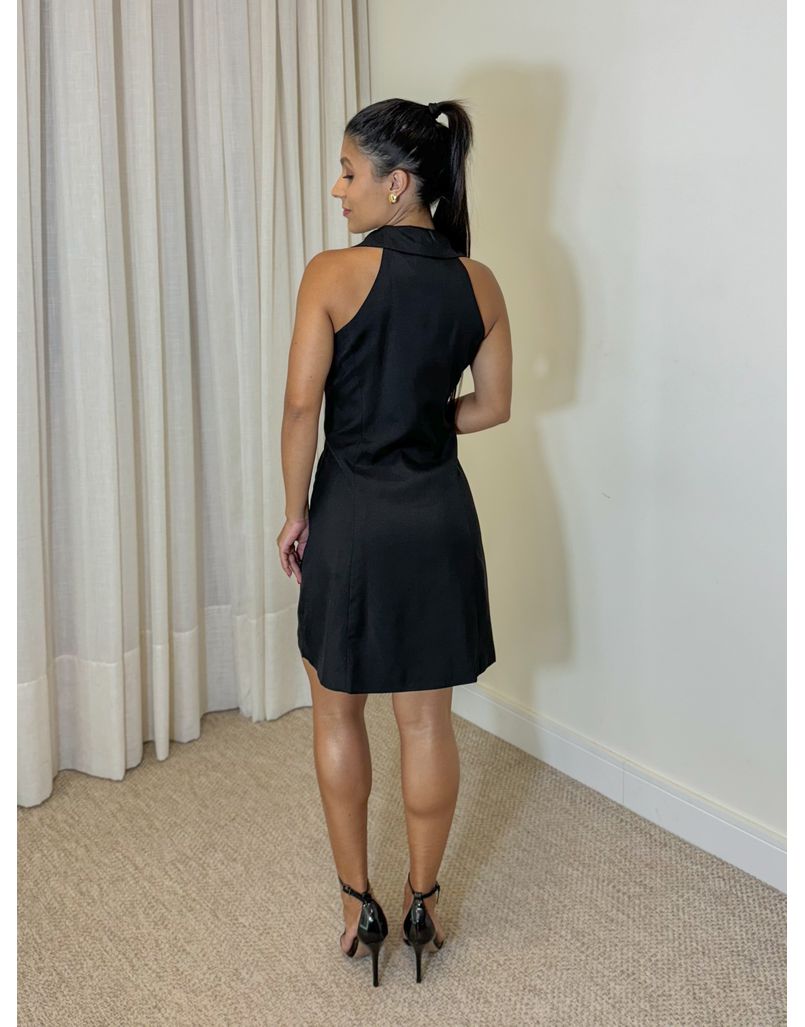 Vestido Botões Gola Preto