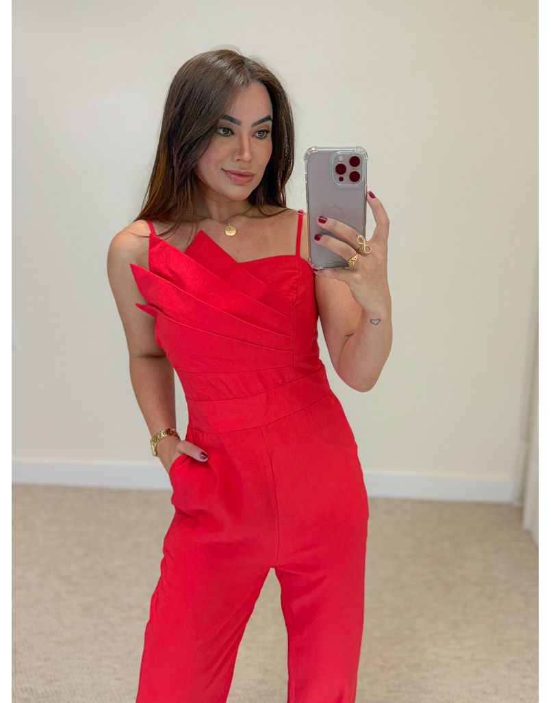 Macacão Assimétrico Janaína Vermelho