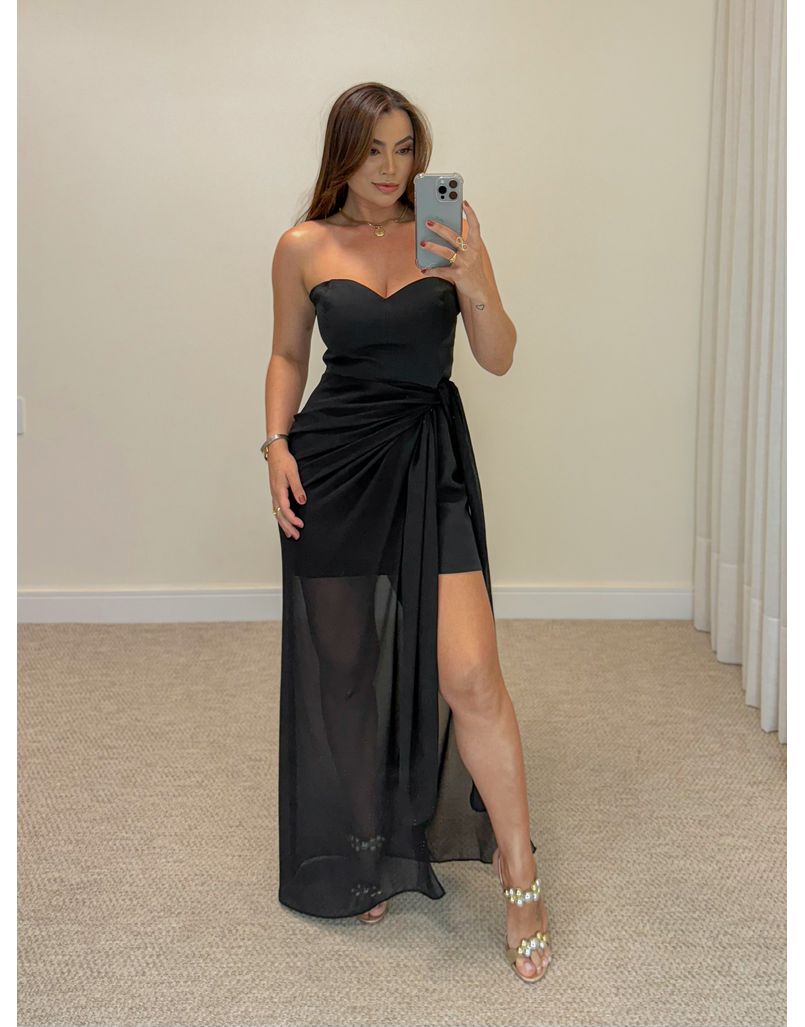 Vestido Amarração Tamires Preto - Loja La Mina 
