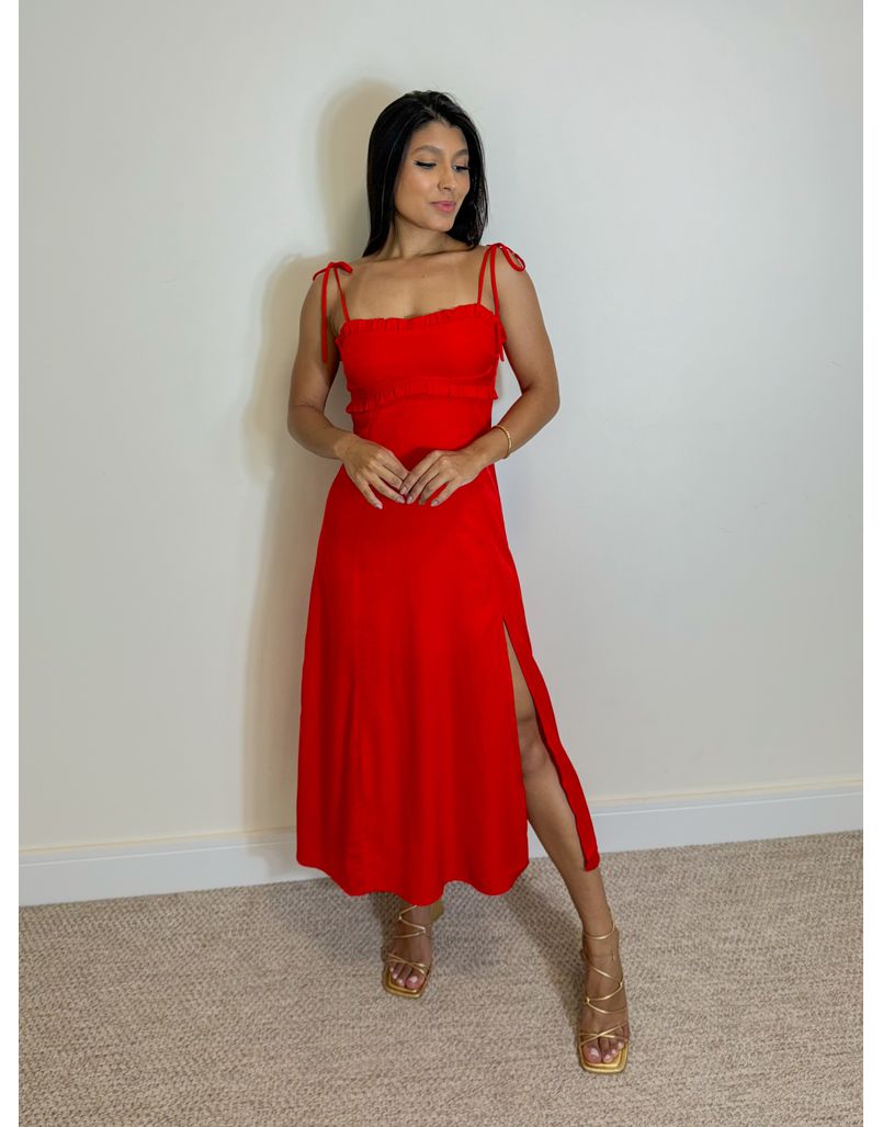 Vestido Midi Cris Vermelho - Loja La Mina 