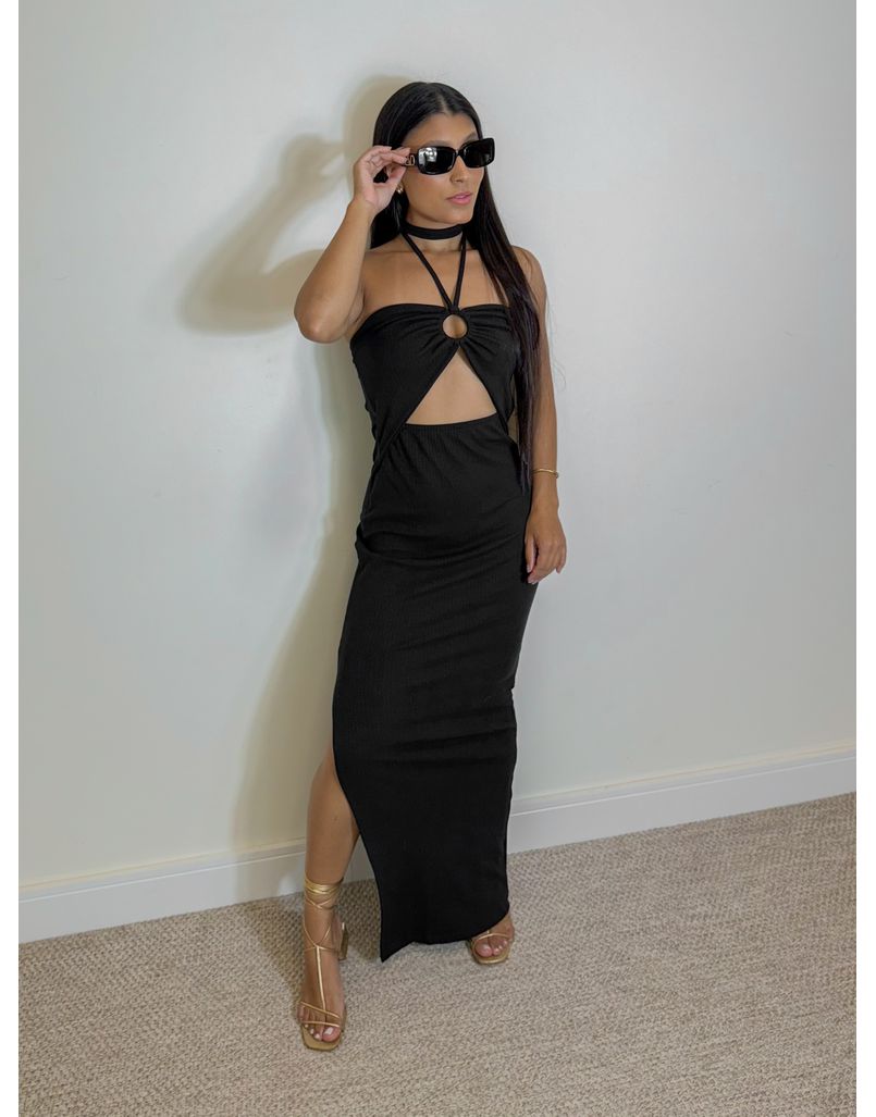 Vestido Canelado Cintia Preto