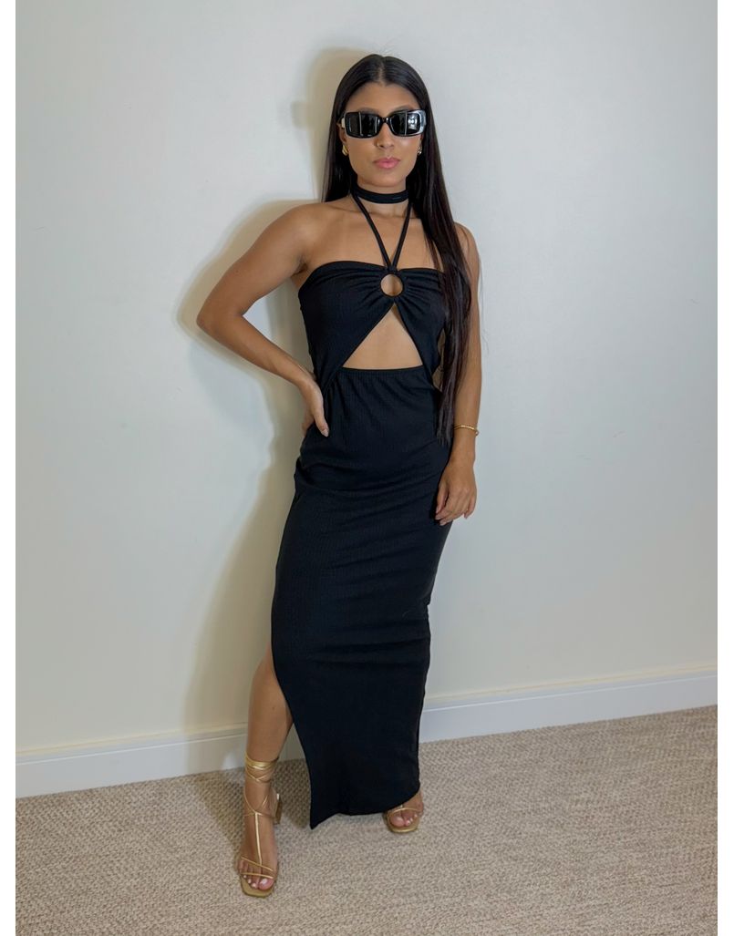 Vestido Canelado Cintia Preto