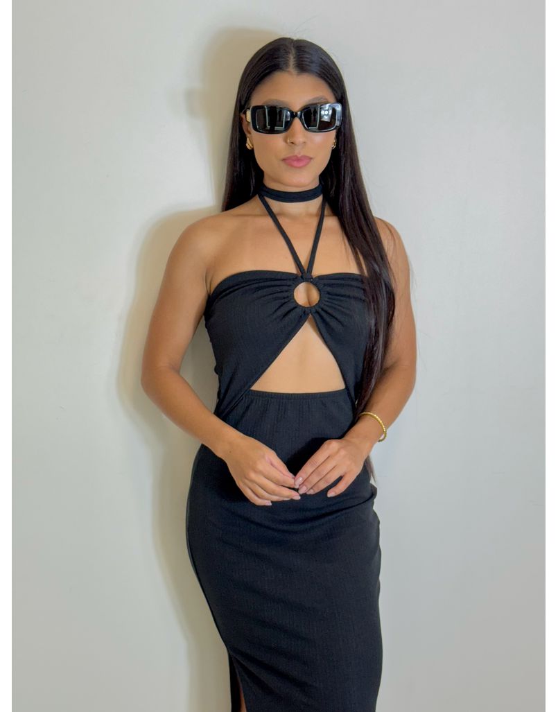 Vestido Canelado Cintia Preto