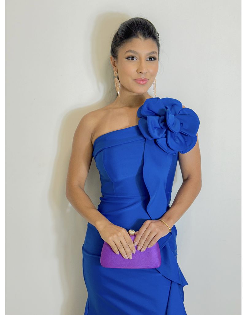 Vestido Festa Flor Azul