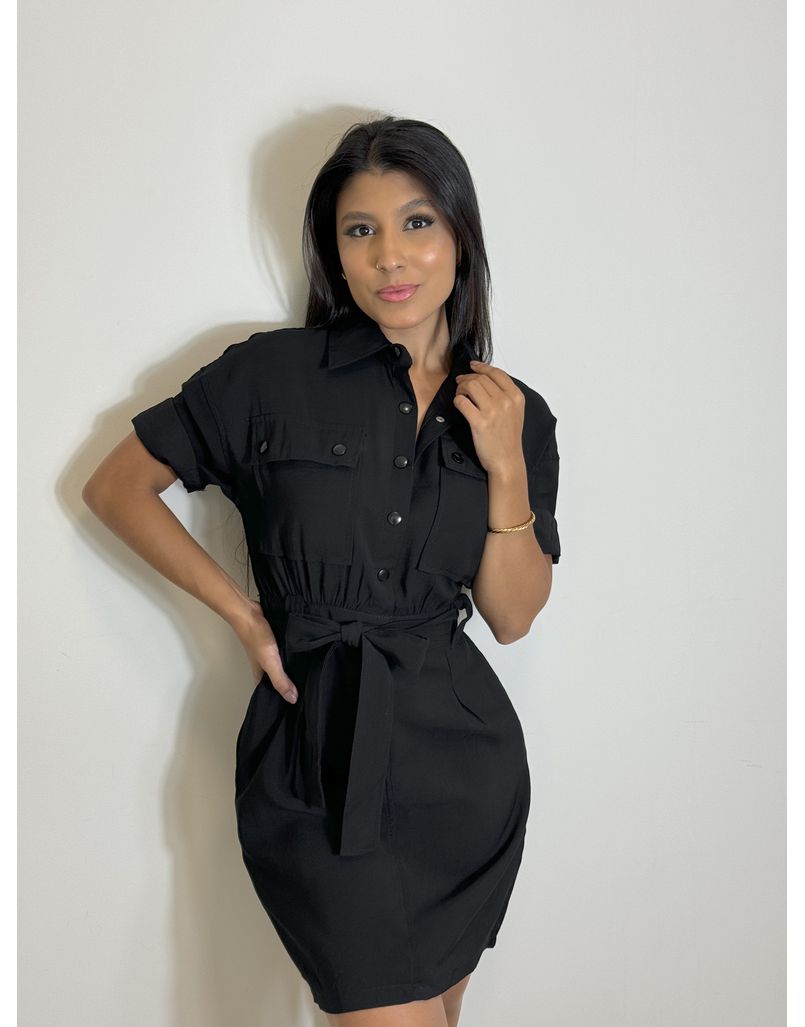 Vestido Botões Preto - Loja La Mina 