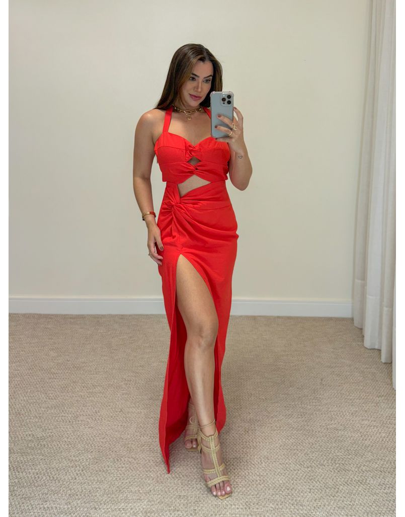 Vestido Midi Nó Mayara Vermelho