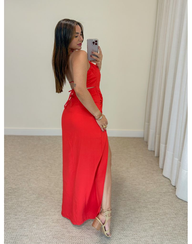 Vestido Midi Nó Mayara Vermelho