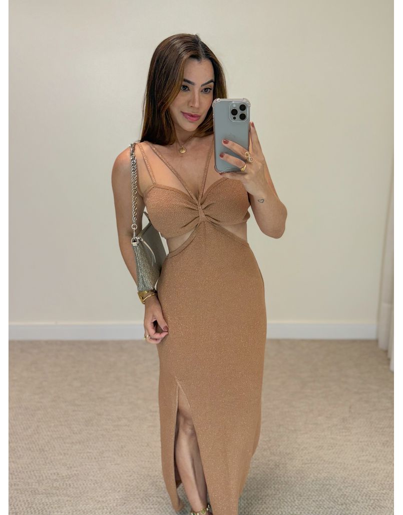 Vestido Tricot Brilho Helen Avelã
