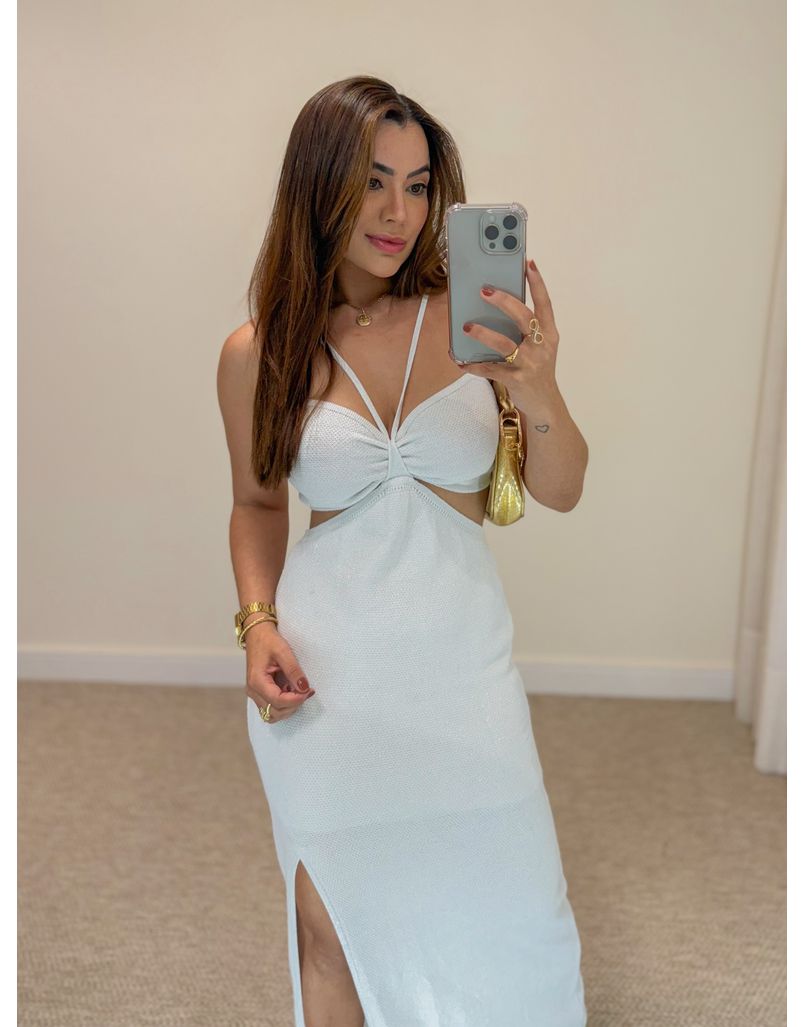 Vestido Tricot Brilho Helen Branco