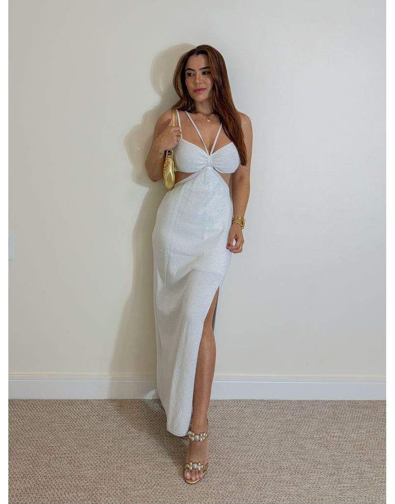 Vestido Tricot Brilho Helen Branco