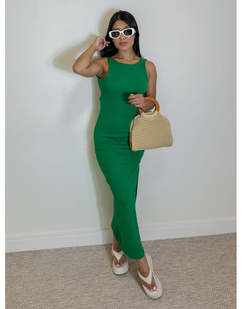 Vestido Canelado Havana Verde - Loja La Mina 