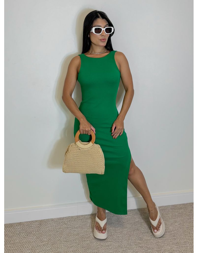 Vestido Canelado Havana Verde