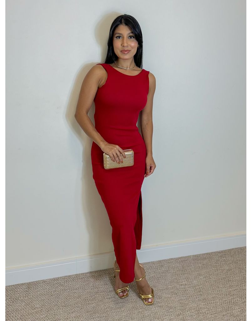 Vestido Canelado Havana Vermelho - Loja La Mina 