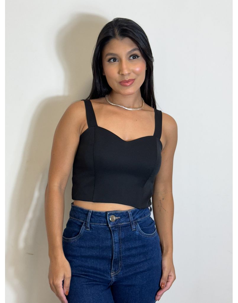 Cropped Alça Daniele Preto - Loja La Mina 