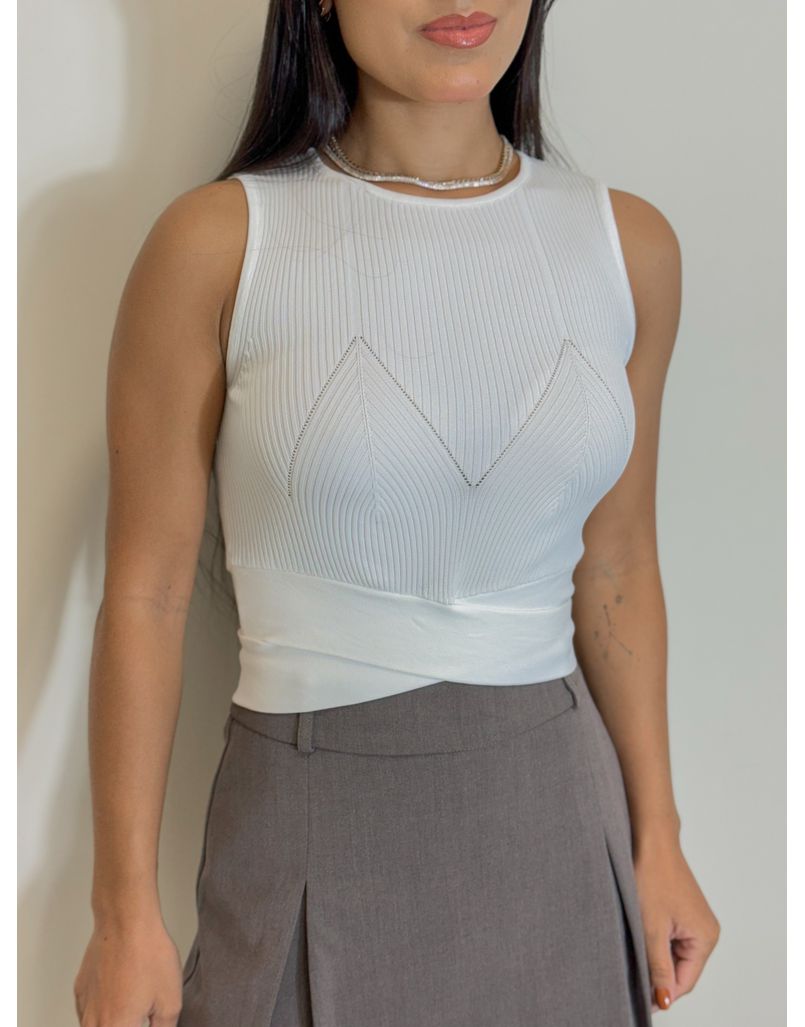 Blusa Regata Cruzada Branca