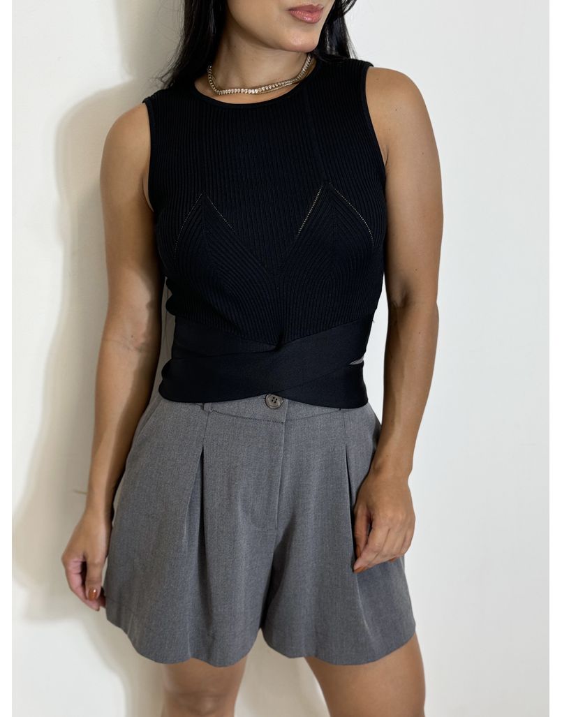 Blusa Regata Cruzada Preta