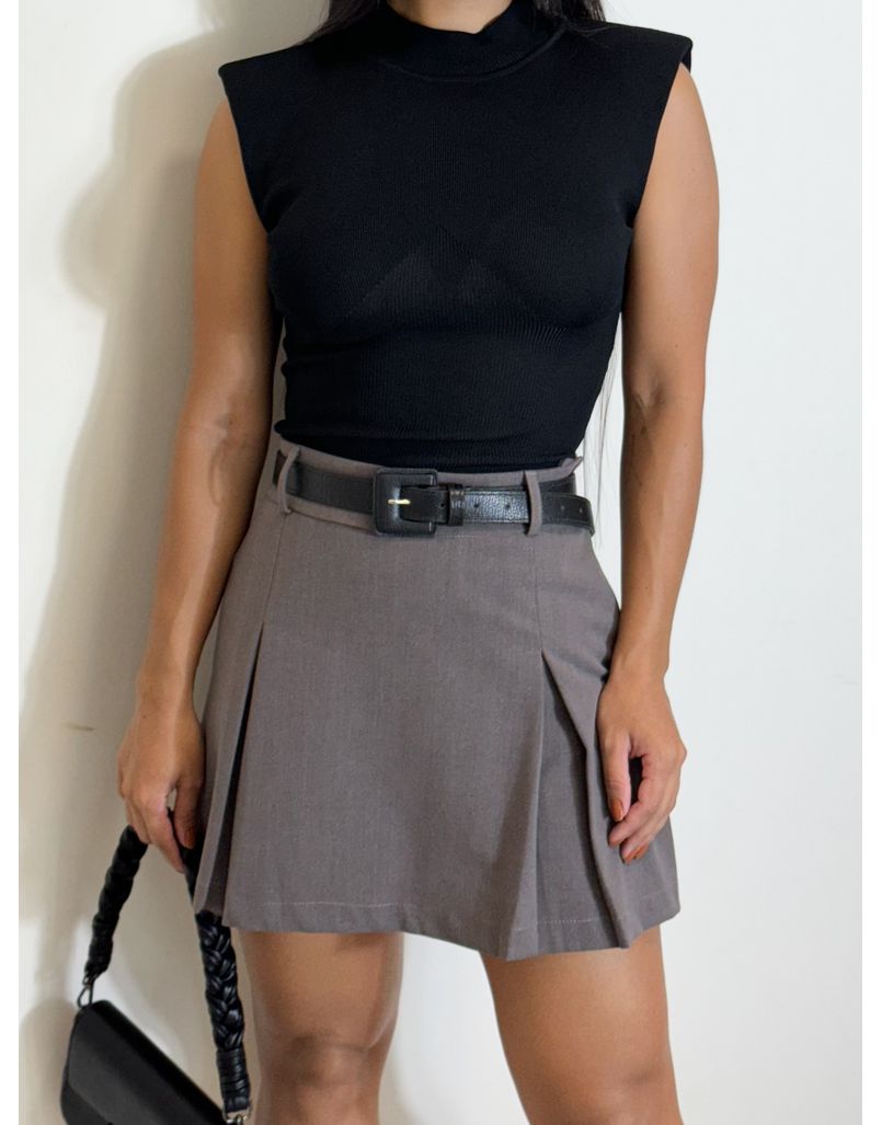 Short Saia Linho Chumbo - Loja La Mina 