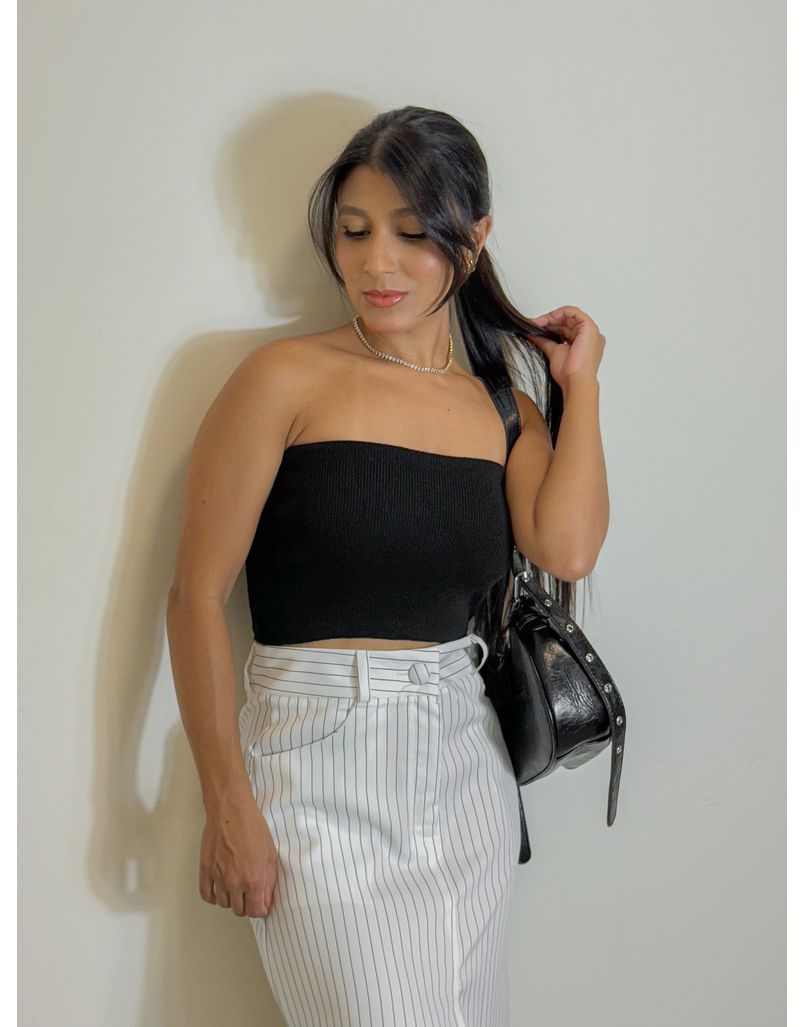 Cropped Tricot Faixa Preto - Loja La Mina 