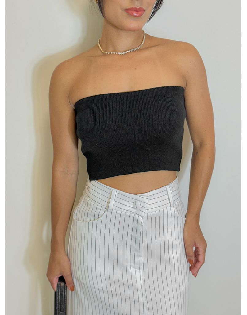 Cropped Tricot Faixa Preto