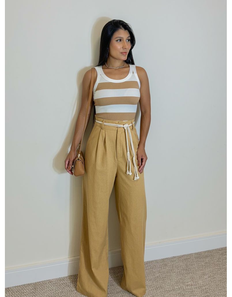 Calça Linho Roma Cappuccino - Loja La Mina 