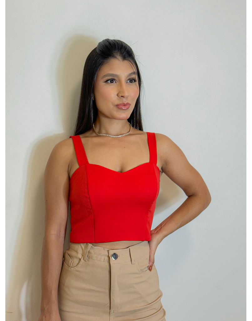 Cropped Alça Daniele Vermelho - Loja La Mina 